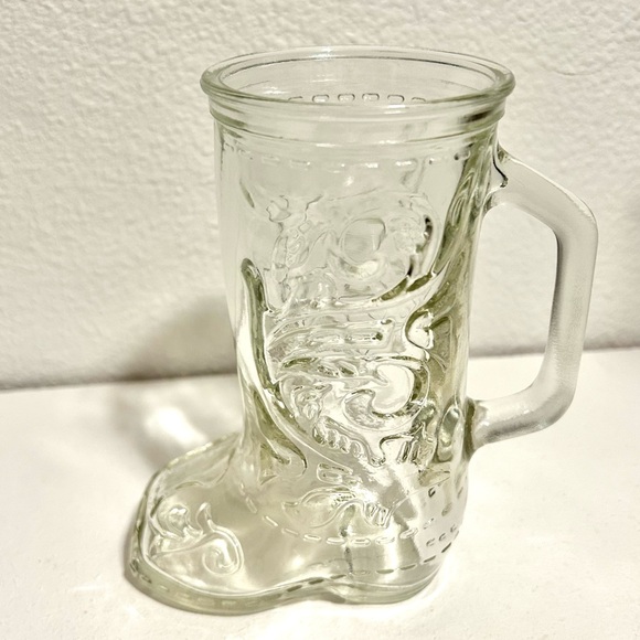 Tall Glass Mug Vintage Cowboy Cowgirl mug with handles Clear glass. Milk Mug - Picture 3 of 6